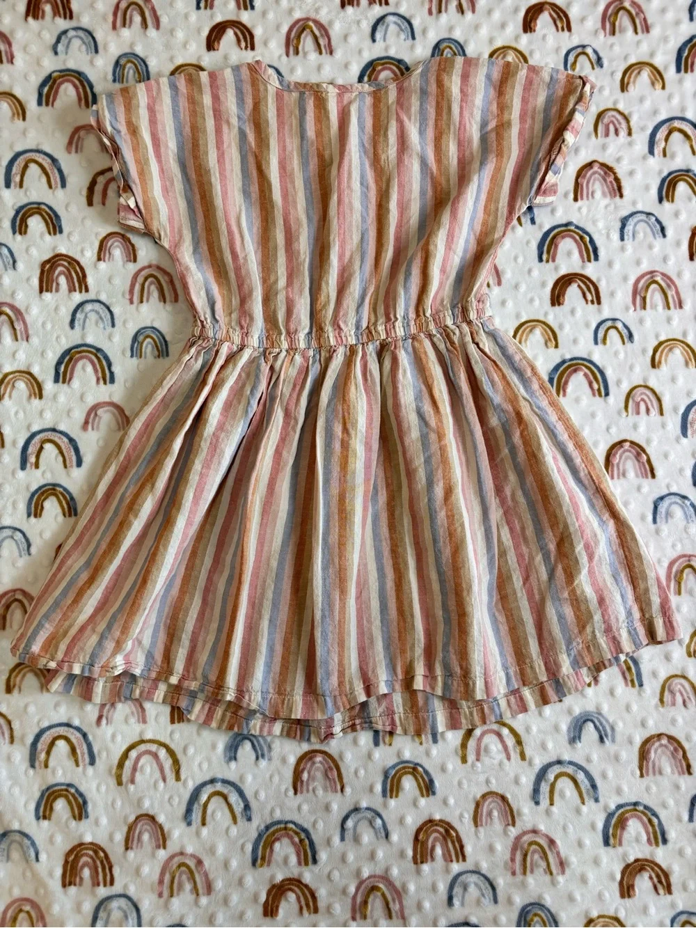 Carter's Striped Cotton Skirted Dress in Pink, Blue, Tan & Cream